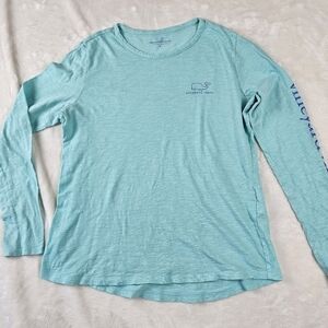 Vineyard Vines Long Sleeve Tee Shirt Small Aqua T-Shirt logo preppy summer whale